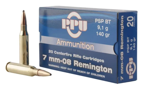 PPU STANDARD RIFLE AMO 7MM-08 REM 140GR PSP BT 20RD (10 BOX CASE) — view 1