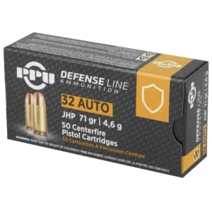 PPU DEFENSE PISTOL AMO 32 AUTO 71GR JHP 50RD (20 BOXES PER CASE) — view 2