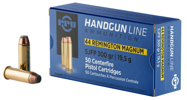 PPU PPH44MF Handgun  44RemMag 300gr Semi Jacketed Flat Point 50 Per Box/10 Case — view 1