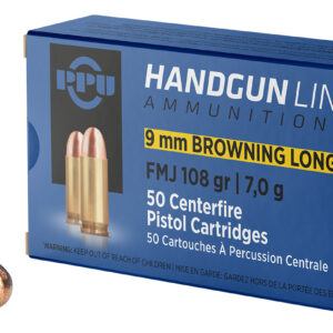 PPU PPH9BL9mm Browning Long 108gr Full Metal Jacket 50 Per Box/20 Case