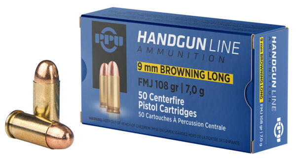 PPU PPH9BL9mm Browning Long 108gr Full Metal Jacket 50 Per Box/20 Case — view 1
