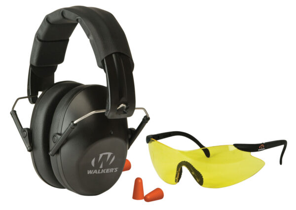 Walker's GWPFPM1GFP Pro Low Profile Passive Muff Combo Kit Includes Foam Ear Plugs, Low Profile 31 db Over the Head Passive Muff, Shooting Glasses w/Yellow Lens — view 1