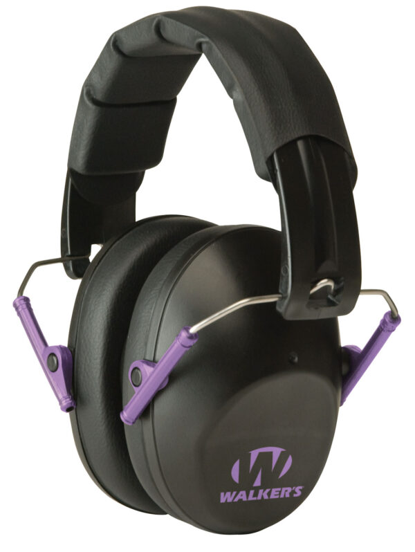 Walker's GWPFPM1BKPU Pro Low Profile Passive Muff 22 dB Over the Head Black/Purple Accent Polymer — view 1