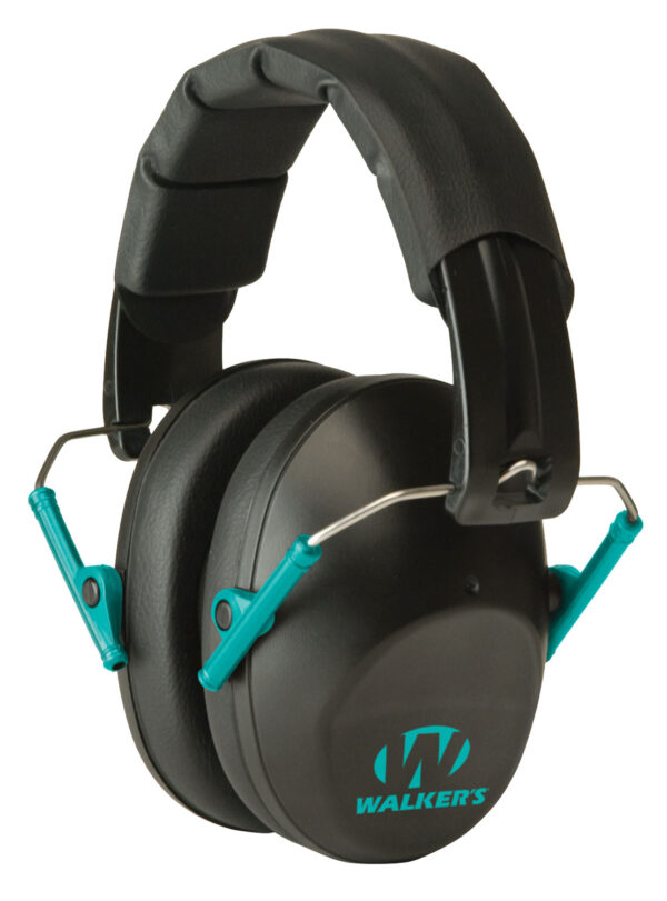 Walker's GWPFPM1BKTL Pro Low Profile Passive Muff 22 dB Over the Head Black/Teal Accent Polymer — view 1
