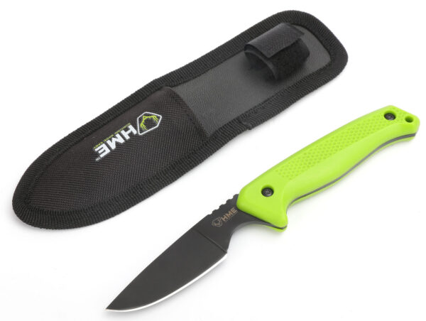 HME KNFBCK Fixed Blade  2.50" Fixed Caper Plain Black Oxide 420HC SS Blade Green TPR Handle Includes Sheath — view 1