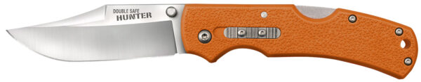 Cold Steel CS23JBZ Double Safe Hunter 3.50" Folding Clip Point Plain Satin 8Cr13MoV SS Blade, 4.88" Blaze Orange Textured GFN Handle — view 1