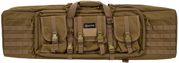 GPS Bags DRC42FDE Double Rifle Case Flat Dark Earth 600D Polyester w/ 2 Padded Pistol Sleeves MOLLE Webbing & Lockable Zippers — view 1