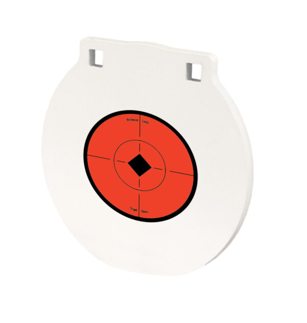 Birchwood Casey RND8 Round Steel Target Plate 8" Centerfire Rifle/Handgun Target Black/Red/White NM500 Steel Hanging — view 1