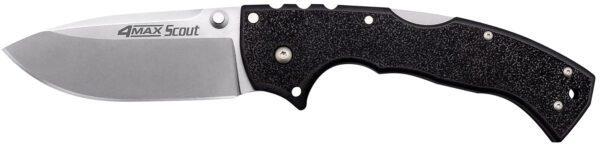 Cold Steel CS62RQZ 4-Max Scout 4" Folding Drop Point Plain Stonewashed/6" Black Griv-Ex Handle Includes Belt Clip — view 1