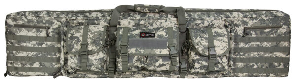 GPS Bags DRC55ACU Double Rifle Case A-TACS AU 600D Polyester w/ 2 Padded Pistol Sleeves MOLLE Webbing & Lockable Zippers — view 1
