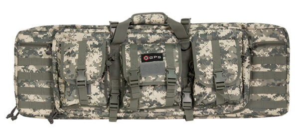 GPS Bags DRC36ACU Double Rifle Case 36" A-TACS AU 600D Polyester w/ 2 Padded Pistol Sleeves MOLLE Webbing & Lockable Zippers — view 1
