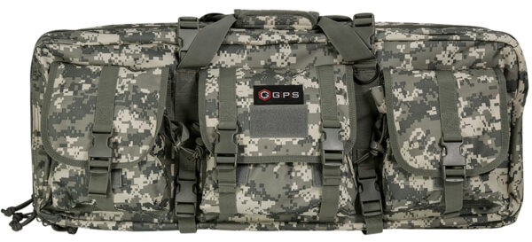 GPS Bags DRC28ACU Double Rifle Case A-TACS AU 600D Polyester w/ 2 Padded Pistol Sleeves MOLLE Webbing & Lockable Zippers — view 1