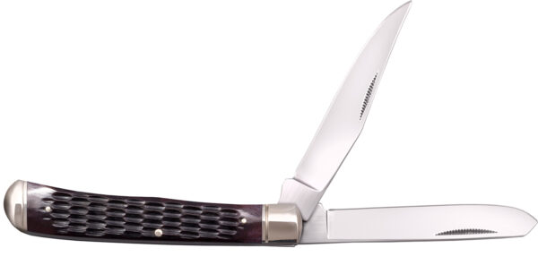 Cold Steel CSFLTRPRJ Trapper  3" Folding Clip/Spey Plain 8Cr13MoV SS Blade/Brown Jigged w/Polished Bolsters Bone Handle — view 1