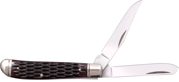 Cold Steel CSFLMTRPRJ Trapper  Mini 2.60"/2.70" Folding Clip/Spey Plain 3Cr13MoV SS Blade/Brown Jigged w/Polished Bolsters Bone Handle — view 1