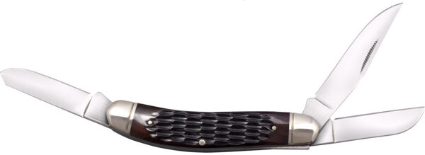Cold Steel CSFLGSTKMJ Gentleman's Stockman 2"/2.10"/2.50" Folding Clip/Sheepsfoot/Spey Plain 8Cr13MoV SS Blade/Brown Jigged w/Polished Bolsters Bone Handle — view 1