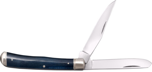 Cold Steel CSFLTRPRB Trapper  3" Folding Clip/Spey Plain 8Cr13MoV SS Blade/Dark Blue  w/Polished Bolsters Bone Handle — view 1