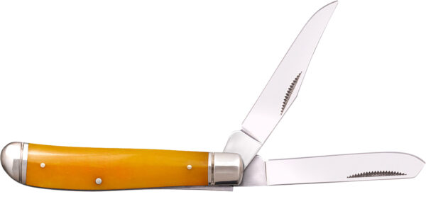 Cold Steel CSFLMTRPRY Trapper  Mini 2.60"/2.70" Folding Clip/Spey Plain 3Cr13MoV SS Blade/Yellow w/Polished Bolsters Bone Handle — view 1