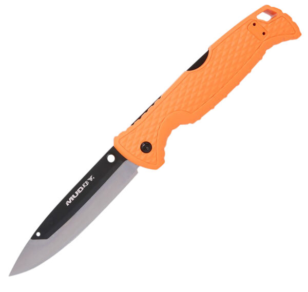 Muddy MUD-FL-35RB5PZ SWAP Replace-A-Blade 3.50" Folding Drop Point Plain 420J2 SS Blade, Blaze Orange Textured GFN Handle, Includes Lanyard/Pocket Clip, 3 Replacement Blades — view 1