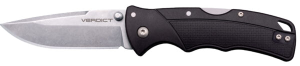 Cold Steel CSFLC3SPSSZ Verdict  EDC 3" Tanto Plain Folding 4116 Krupp SS Blade, Black Textured GFN Handle — view 1