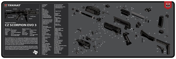 TekMat TEKR36CZSCORPION CZ Scorpion EVO 3 Cleaning Mat Black/Gray Rubber 12"x36" CZ Scorpion EVO 3 Parts Diagram — view 1