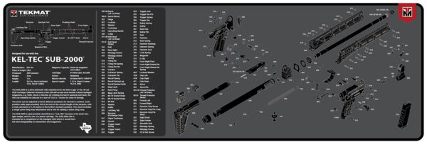 TekMat TEKR36KELSUB2 Kel-Tec SUB2000 Cleaning Mat Black/White Rubber 12"x36" Kel-Tec SUB2000 Parts Diagram — view 1
