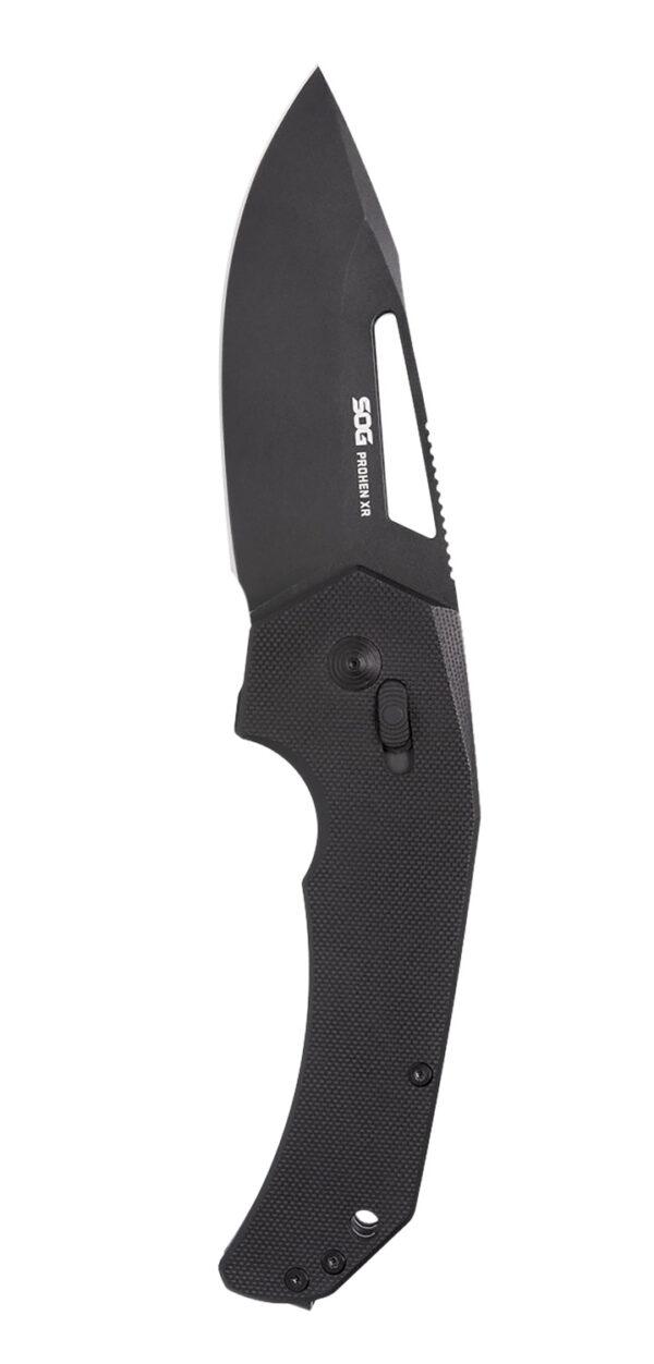 S.O.G SOG12250157 Prohen XR 3.35" Folding Drop Point Plain Black TiNi Cryo D2 Steel Blade, Black Textured G10 Handle — view 1