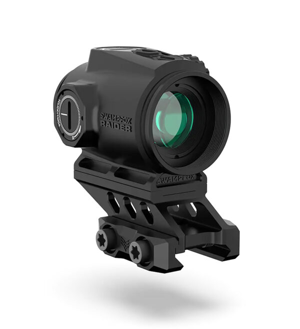 Swampfox Optics RMPS120GB Raider Micro Prism Black 1x 20mm Tube Bullet Rise Compensation Reticle Green Laser — view 1