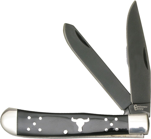 ABKT CATTLEMANS CUTLERY BLACK - ANGUS TRAPPER 2-BLADE FOLDER — view 1