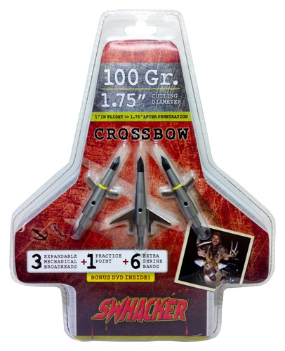 SWHACKER BROADHEAD 2-BLADE - CROSSBOW 100GR 1.75" CUT 3/PK — view 1