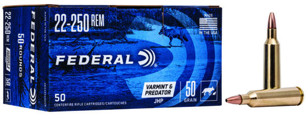 Federal AE2225050VP American Eagle Varmint & Predator 22-250Rem 50gr Jacketed Hollow Point 50 Per Box/5 Case — view 1